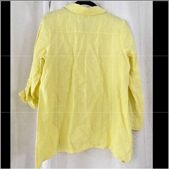 Symple NYC 100% linen button down yellow petite small - Picture 2 of 5